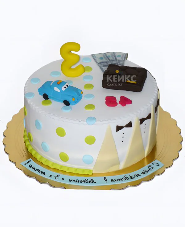 Торт с цифрой и голубой машинкой Торт с цифрой и голубой машинкой Фото