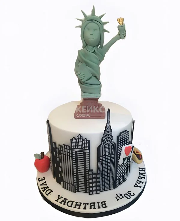 Торт для путешественника со статуей Фото