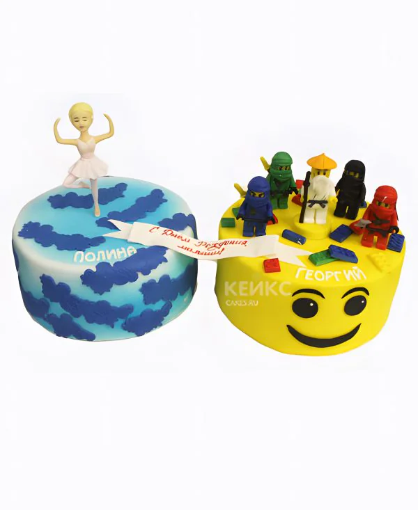 Интересный торт из двух кругов Фото