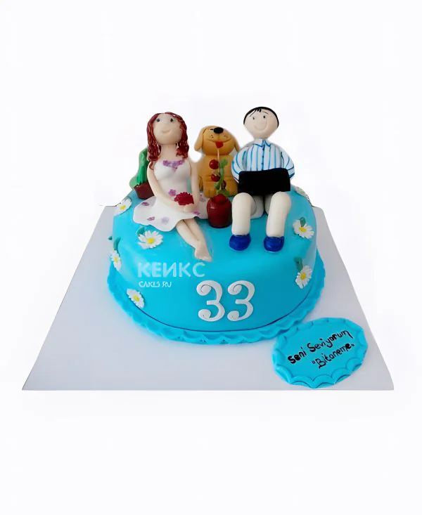 Яркий голубой торт Фото