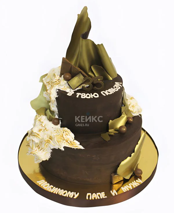 Шикарный двухъярусный торт с позолотой Шикарный двухъярусный торт с позолотой Фото