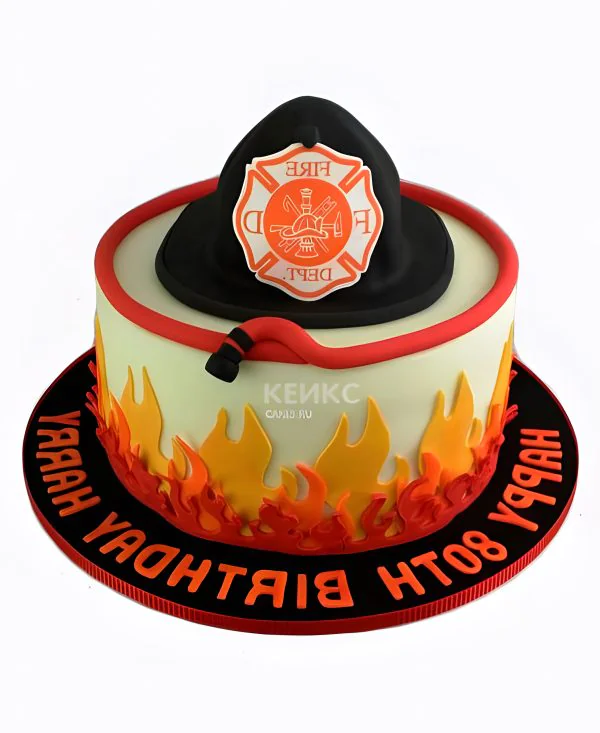 Торт для пожарного с логотипом Фото