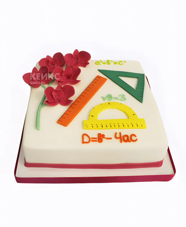 Торт для учителя математики с учебными принадлежностями Торт для учителя математики с учебными принадлежностями Фото