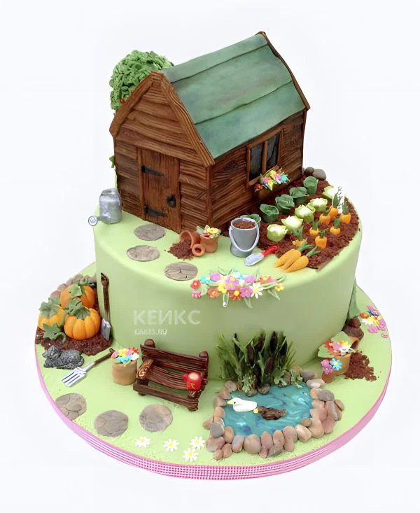 Торт домик в деревне из мастики Фото