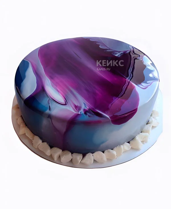 Необычный торт евродизайн  из зеркальной глазури Фото