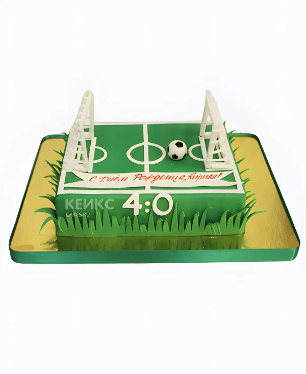 Торт футбольное поле с воротами и счетом Торт футбольное поле с воротами и счетом Фото