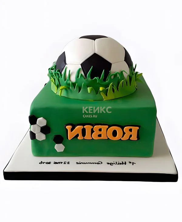 Торт футбольное поле с мячом и надписью Торт футбольное поле с мячом и надписью Фото