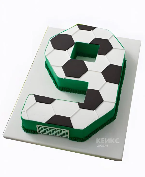 Футбольный торт в виде цифры 9 Футбольный торт в виде цифры 9 Фото