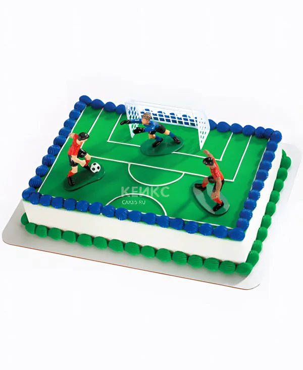 Торт футбольное поле с фигурками и кремом Торт футбольное поле с фигурками и кремом Фото