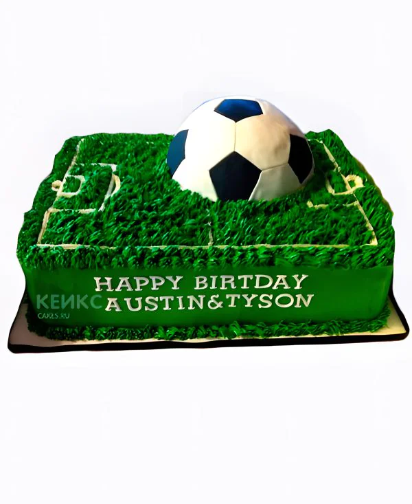 Торт футбольное поле и мяч Торт футбольное поле и мяч Фото