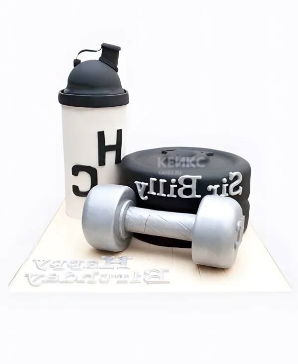 Торт в виде гири с гантелями Торт в виде гири с гантелями Фото