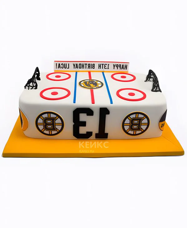 Торт в виде хоккейного поля на 13 лет Фото