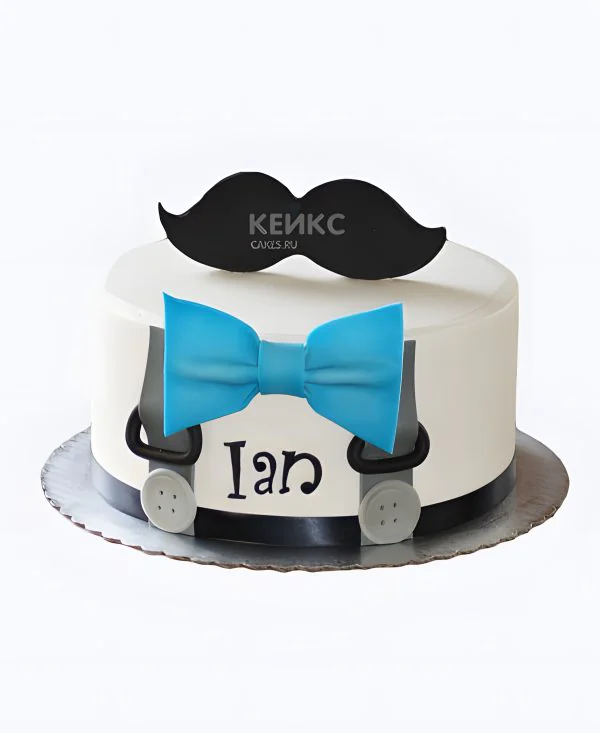 Черно-белый торт с голубым бантом Черно-белый торт с голубым бантом Фото