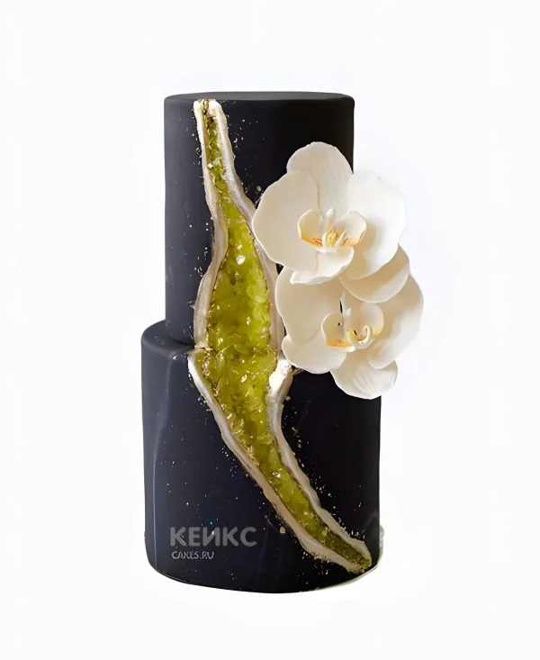 Торт кристалл с белым цветком Фото