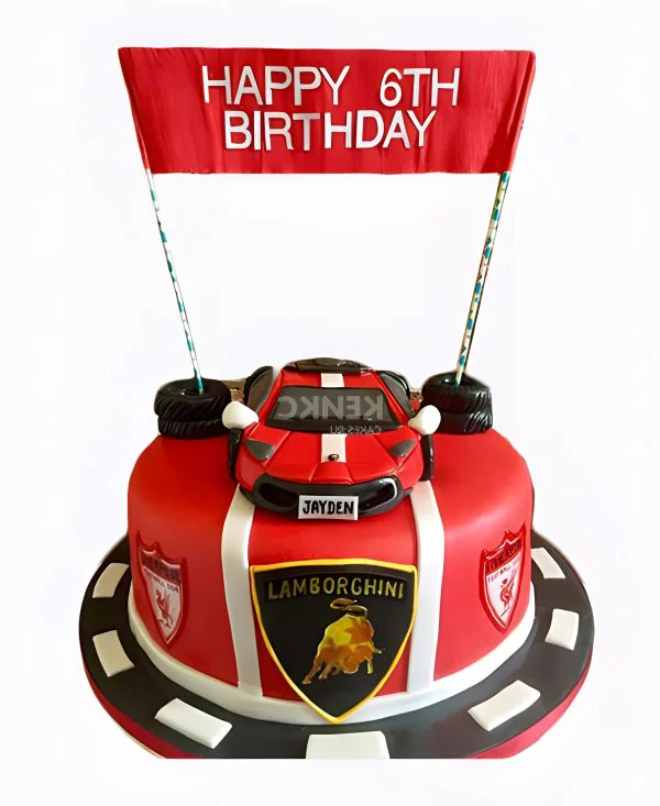 Торт красная ламборгини с эмблемой Торт красная ламборгини с эмблемой Фото