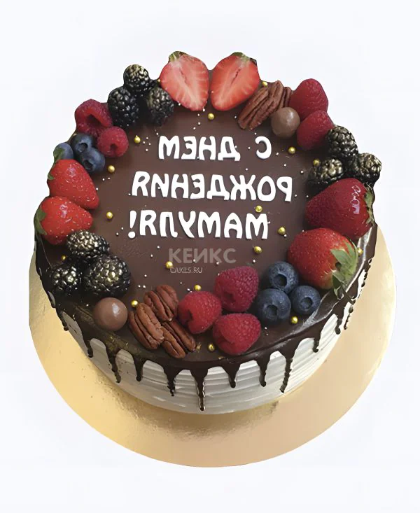 Торт с шоколадом и фруктами Фото