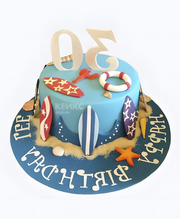 Торт в морском стиле на юбилей 30 лет Фото