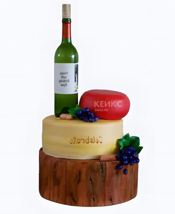 Стильный торт с бутылкой вина Стильный торт с бутылкой вина Фото