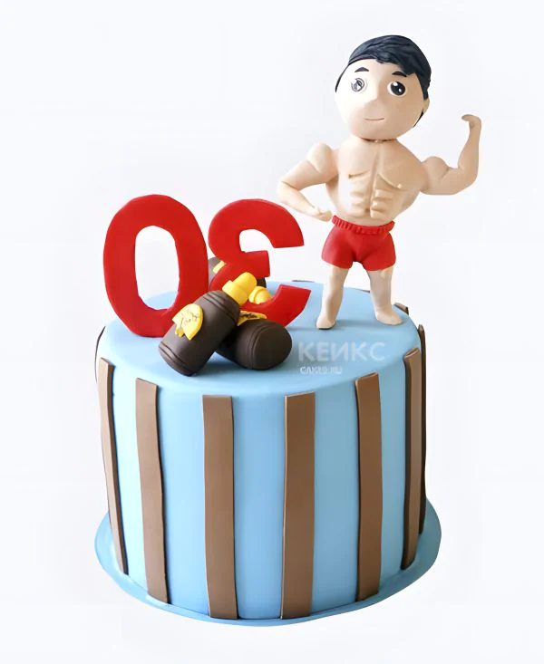 Торт с фигуркой бодибилдера и цифрами Торт с фигуркой бодибилдера и цифрами Фото