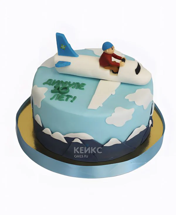 Торт с самолётом на 10 лет мальчику Фото