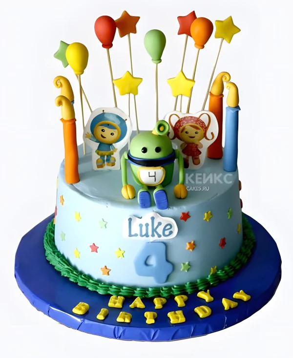 Торт с мультяшными героями и топперами Торт с мультяшными героями и топперами Фото