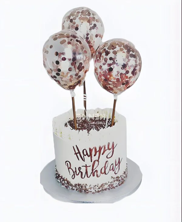 Оригинальный торт с прозрачными воздушными шарами Фото