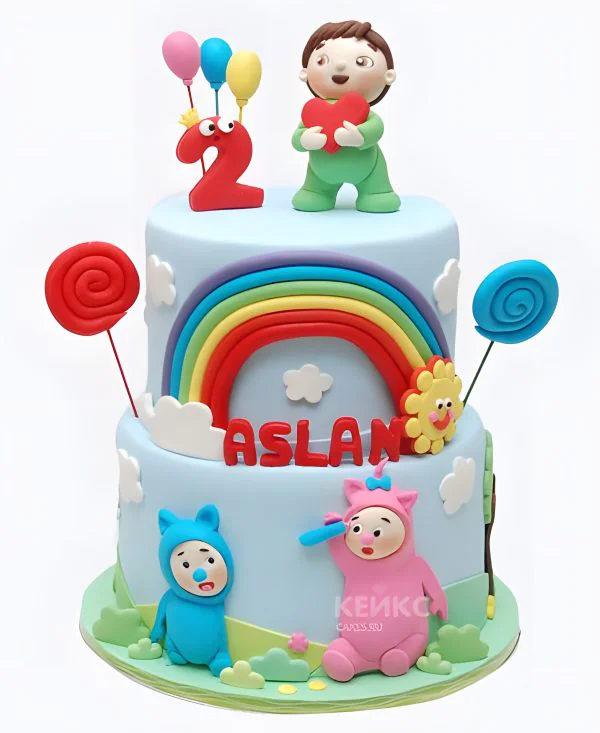 Торт с радугой и шариками Торт с радугой и шариками Фото