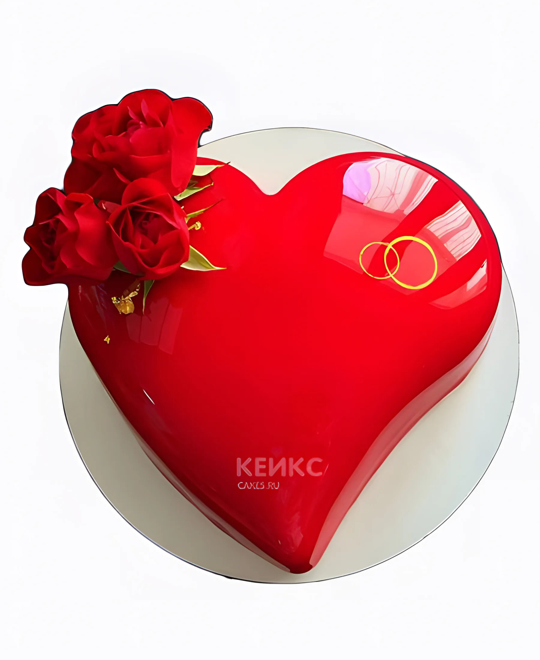 Торт красное сердце с розами Фото