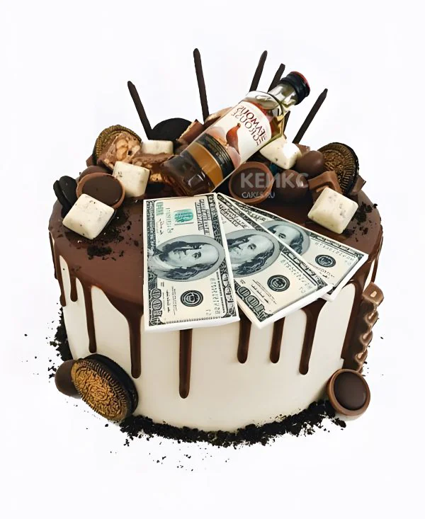 Шоколадный торт на юбилей мужчине 40 лет с бутылочкой Шоколадный торт на юбилей мужчине 40 лет с бутылочкой Фото