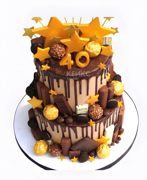 Торт на юбилей мужчине 40 лет с конфетами ферреро роше Фото