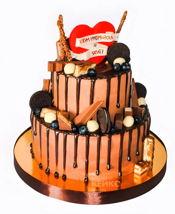 Двухъярусный торт мужчине на юбилей 45 лет Фото
