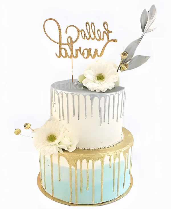 Белый торт на юбилей 45 лет Фото