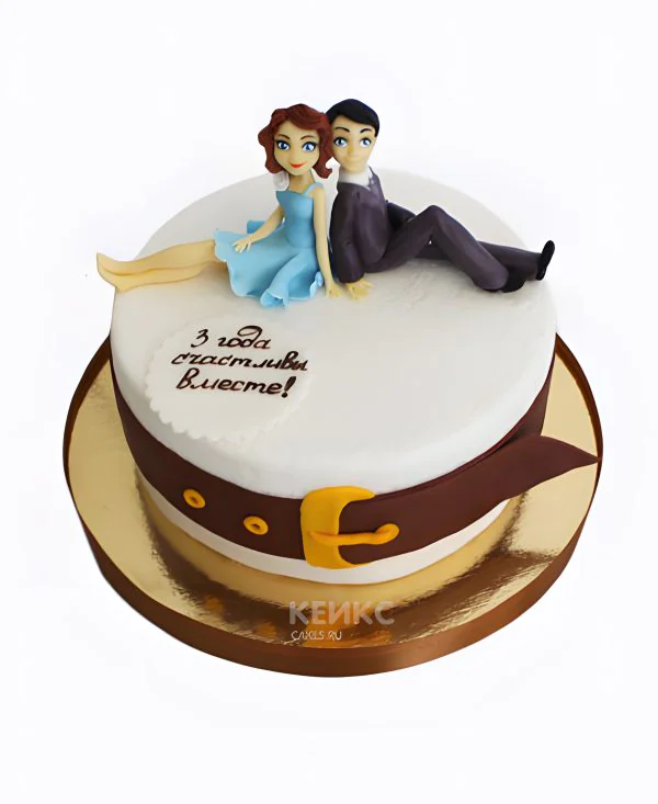 Торт на кожаную свадьбу с невестой и женихом Торт на кожаную свадьбу с невестой и женихом Фото
