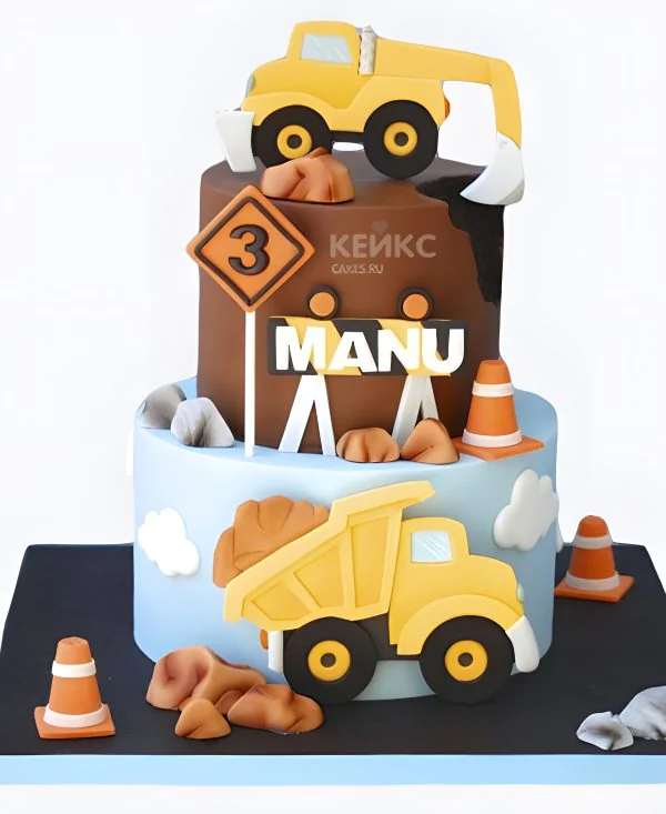 Торт с бульдозером и погрузчиком Торт с бульдозером и погрузчиком Фото