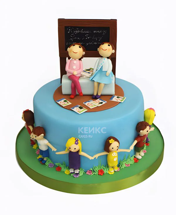 Торт с фигурками учеников Торт с фигурками учеников Фото
