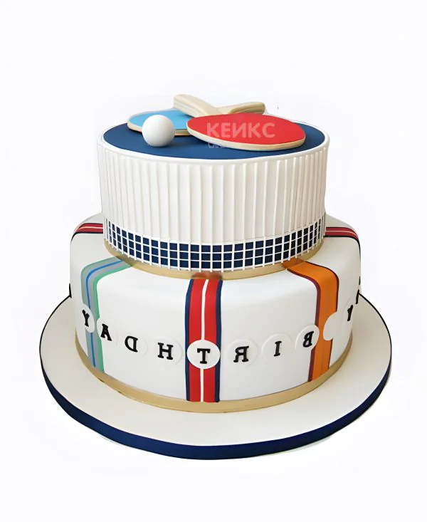 Прикольный торт с настольным теннисом Фото