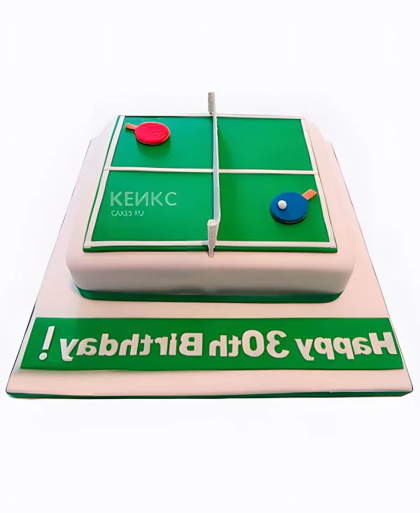Прямоугольный торт настольный теннис Фото