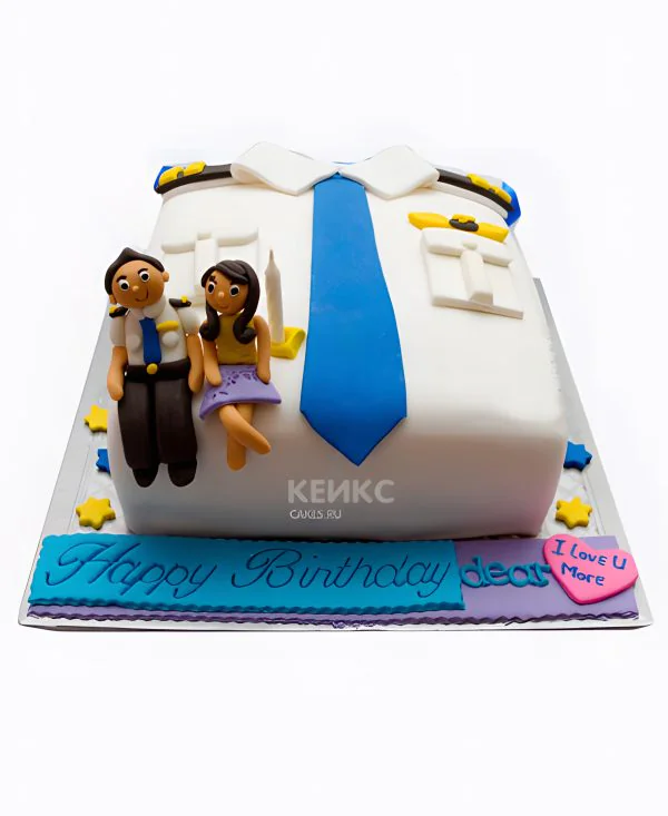 Стильный торт с синим галстуком Стильный торт с синим галстуком Фото