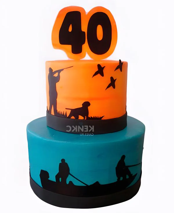 Торт охотнику и рыбаку на 40 лет Фото