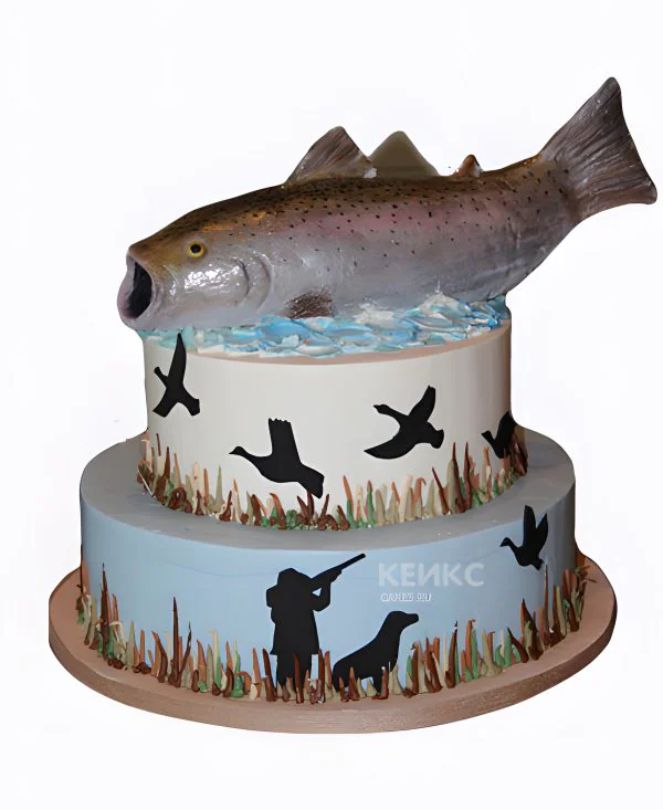 Прикольный торт охота и рыбалка Фото