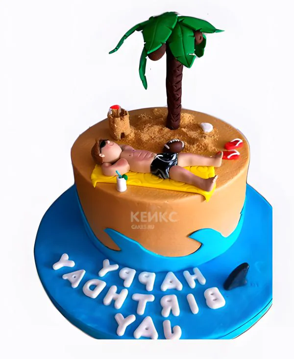 Торт с пляжем, островом и пальмой Торт с пляжем, островом и пальмой Фото