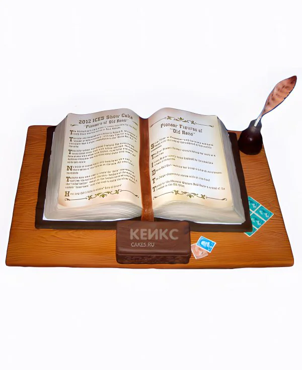 Торт красивый с пером для письма Фото