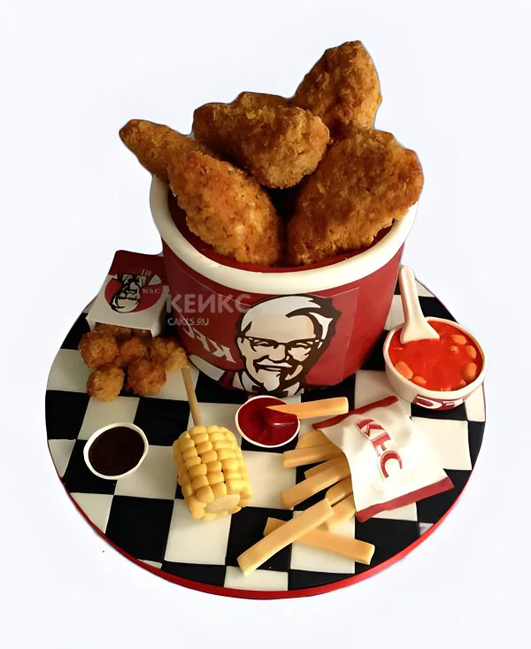 Торт в виде ведерка из KFC Торт в виде ведерка из KFC Фото