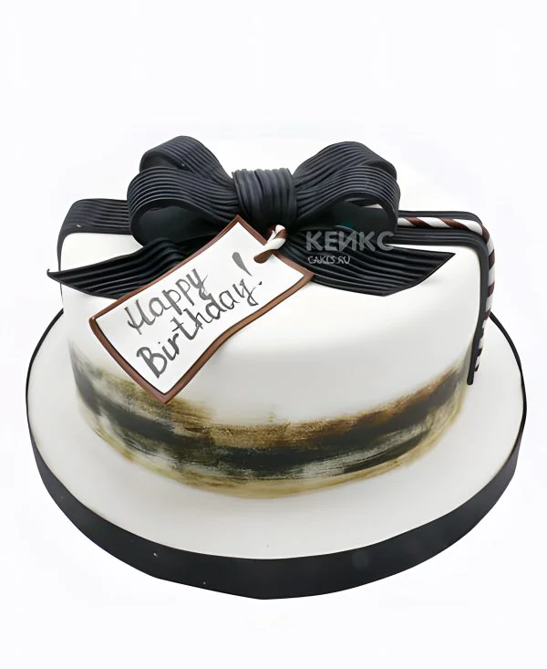 Красивый торт с черным бантом и надписью Красивый торт с черным бантом и надписью Фото