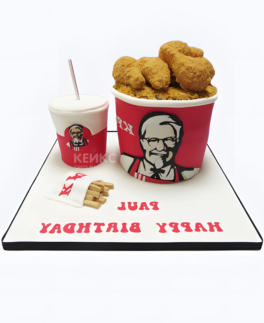 Торт в виде напитка и ведерка KFC Фото