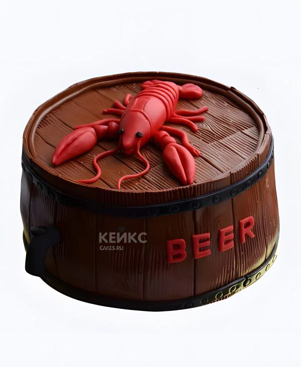 Торт в виде бочки пива с раками Торт в виде бочки пива с раками Фото