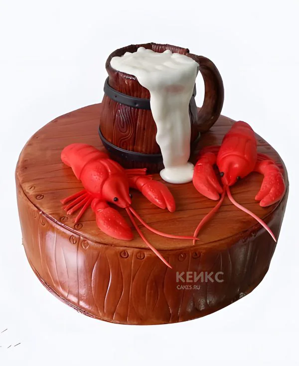 Торт с кружкой пива и двумя раками Торт с кружкой пива и двумя раками Фото