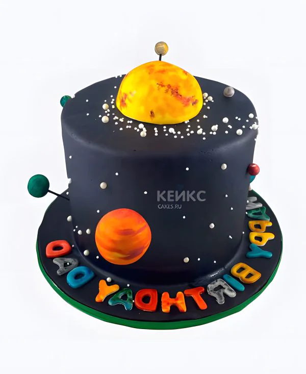 Космический торт с солнцем и планетами Космический торт с солнцем и планетами Фото