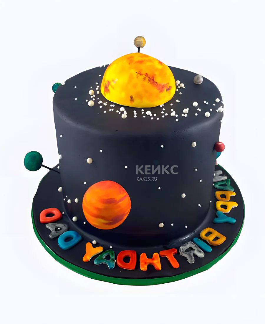 Космический торт с солнцем и планетами Космический торт с солнцем и планетами Фото