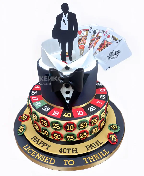 Эффектный торт покер с фигуркой человека Эффектный торт покер с фигуркой человека Фото